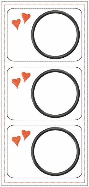 ITH-Stickdatei 3er Set MugRug Untersetzer mit Herzen für 16 x 26 cm Stickrahmen